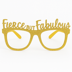 Golden "Fierce but Fabulous" Glitter Glasses for Birthdays