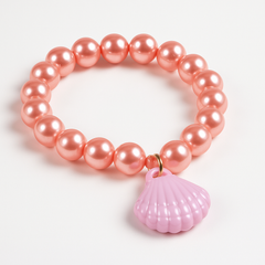 Shimmering Mermaid Bead Bracelets with Seashell Charm - 4 Pack