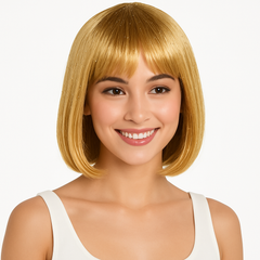 Glamorous Gold Long Bob Wig - Costume Accessory