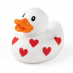 Valentine's Day White Rubber Duck with Red Hearts