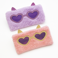 Fuzzy Heart Sunglasses Pouches - Assorted Colors