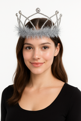 Silver Shimmer Tinsel Tiara - Costume Accessory