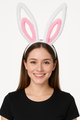 Jumbo Bunny Ears Headband - White and Pink Easter Accessory