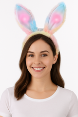 Light-Up Rainbow Bunny Ears Headband - Easter Accessory