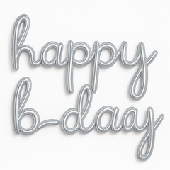 Silver Holographic "Happy B-day" Script Balloon