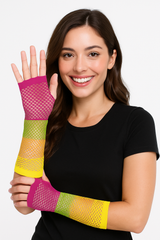 Black Long Fingerless Fishnet Gloves - 80s Punk Costume Accessory