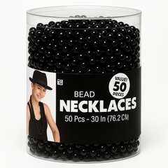 Black Bead Necklaces - 50 Pack, 30 Inches