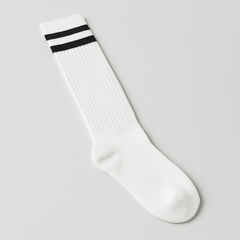 White with Black Stripes Knee-High Athletic Socks