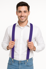 Purple Adjustable Y-Back Suspenders - Versatile Costume Accessory