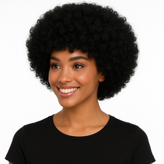 Voluminous Black Curly Wig - Costume and Team Spirit Accessory