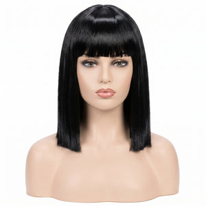 Sleek Blunt Bob Hair Wig - Black, One Size