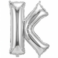 Silver Foil Letter K Balloon - Air Filled