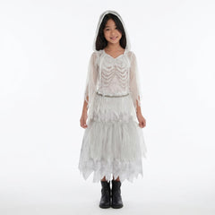Girls' Skeleton Ghost Costume - Child M (8-10)