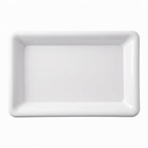 Elegant White Rectangle Plastic Serving Tray - 9" x 14.25"