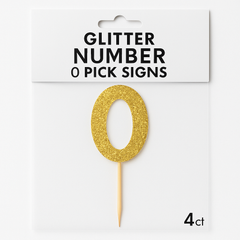 Glitter Gold Number 0 Picks, 7.5-Inch, 4-Pack