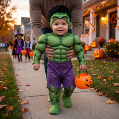 Infant Marvel Hulk Muscle Costume with Hat for Halloween