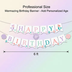 Mermazing Birthday Banner - Add Personalized Age