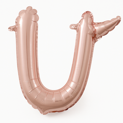 Rose Gold Script Letter U Foil Balloon - 8" Air-Filled