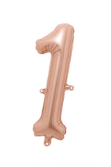 Rose Gold Script Number 1 Foil Balloon - 8-Inch Air-Filled