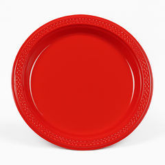 Elegant Apple Red 7-Inch Plastic Dessert Plates - 20 Pack