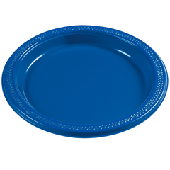 Royal Blue 9” Round Plastic Plates - 20 Pack