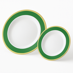 Festive Green Premium Plastic Plates with Elegant Border