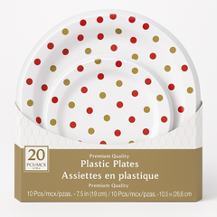 Premium Red Apple Plastic Plates - 20 Pack