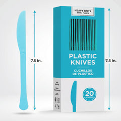 Caribbean Blue Heavy Duty Plastic Knives - 7.5 in. - 20 Pack