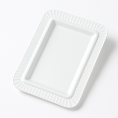 Premium White Rectangle Plastic Appetizer Plates - 5"x7", 32 Pack