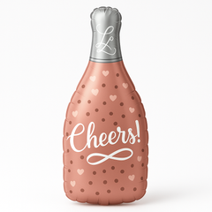 "Cheers" Rose Gold Champagne Bottle Foil Balloon - Air-Filled