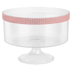 Elegant Pink Rhinestone Trifle Container - 80 oz