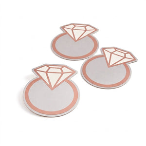 Diamond Ring Metallic Wine Glass Tags - Rose Gold & Silver, 18-Pack