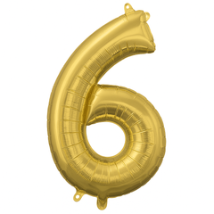Gold Number 6 Foil Balloon - Air Filled