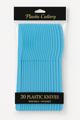 Caribbean Blue Plastic Knives - Pack of 20