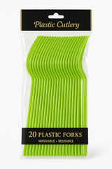 Kiwi Green Plastic Forks - 7.5 in. - 20 Pack