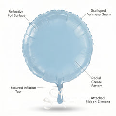 Pastel Blue Foil Balloon 18 Inch Round - Self-Sealing Light Blue Mylar Balloon with Ribbon for Baby Shower, Gender Reveal, Birthday Party Decorations