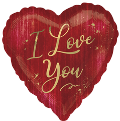 "I Love You" Foil Super Shape Balloon - Metallic Rouge