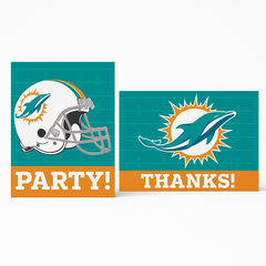 Miami Dolphins NFL Invitation & Thank You Card Set