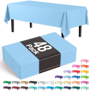 Light Blue Plastic Table Cover | Case of 48 - 54 In. x 108 In.