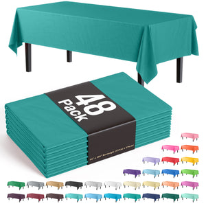 Teal Plastic Table Cover | Case of 48 - 54 In. x 108 In.