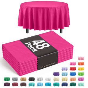 Cerise Round Plastic Table Cover - 84 in. | Case of 48