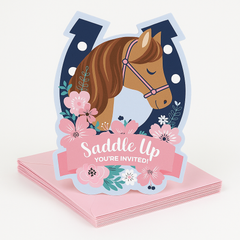 Saddle Up Horse Party Invitations with Envelopes, 8-Pack