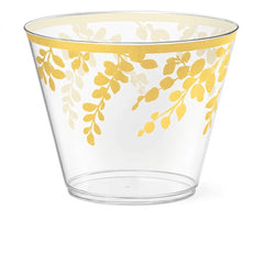 Romantic Floral 9 oz Tumbler Cups with Gold Leaf Design