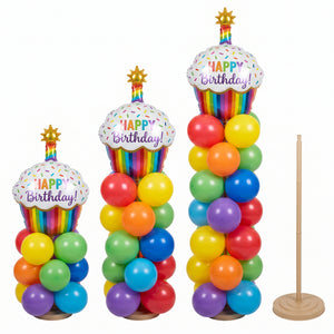 Mini Balloon Column Kit - Birthday Cupcake Design