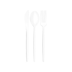 120 Pack Gloss Cutlery Set | White 40/40/40