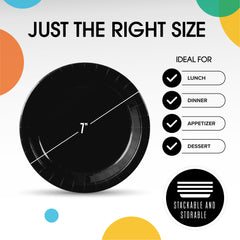 7 In. Black Paper Plates - 20 Ct.