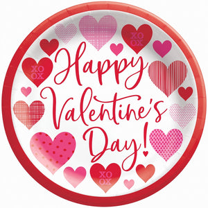 Loving Hearts Valentine's Day Paper Plates - 6.75"