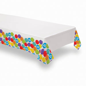 Colorful Balloon Birthday Celebration Plastic Table Cover - 3 Pack