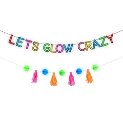 "Let's Glow Crazy" Birthday Banner Set