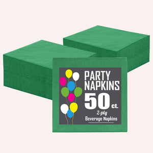 Emerald Green Beverage Napkins - 4.75 In. X 4.75 In. | 50 Count